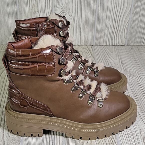 Circus by Sam Edelman Floral Mid Calf Boots Brown Snake Print Womens 5.5 NEW - Picture 2 of 12